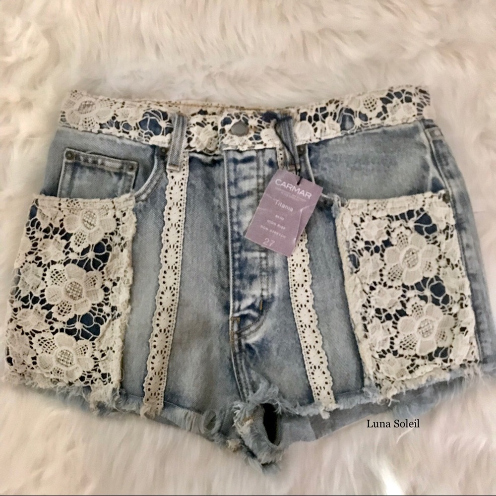 LF Titania Crochet Denim Shorts